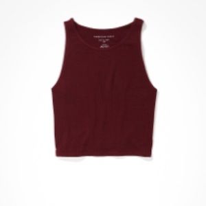 AE- High- Neck Crop Tank (wine)
